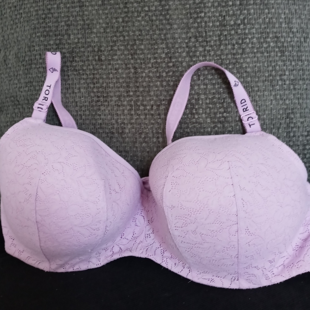Torrid Curve Lilac Floral Mesh underwire push up bra 42DDD